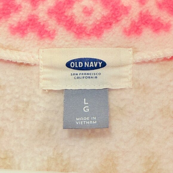 Lot of 2 Old Navy Womens Full Zip Fleece Jacket Fuchsia Pink Print Size Large - Picture 4 of 7